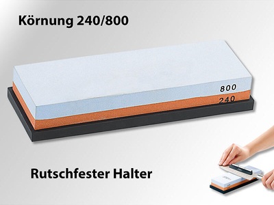 TokioKitchenWare, TokioKitchenWare Doppel-Wasser-Schleifstein mit rutschfestem Halter, Körnung 240/800, Doppel-Wasser-Schleifstein mit rutschfestem Halter, Körnung 240/800