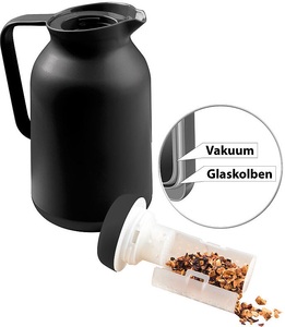 Rosenstein & Söhne, Rosenstein & Söhne 2in1-Vakuum-Isolierkanne für Kaffee und Tee, mit Teesieb, 1 Liter, 2in1-Vakuum-Isolierkanne für Kaffee und Tee, mit Teesieb, 1 Liter