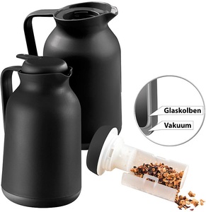 Rosenstein & Söhne, Rosenstein & Söhne 2er-Set 2in1-Vakuum-Isolierkannen für Kaffee und Tee, mit Teesieb, 1 l, 2er-Set 2in1-Vakuum-Isolierkannen für Kaffee und Tee, mit Teesieb, 1 l