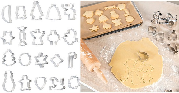 Rosenstein & Söhne, Rosenstein & Söhne 20-tlg. Ausstechformen-Set aus Edelstahl für Plätzchen, Kekse, Deko, 20-tlg. Ausstechformen-Set aus Edelstahl für Plätzchen, Kekse, Deko