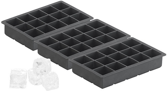 Pearl, Pearl Silikon-Eiswürfelform für 15 kleine Würfel 3x3x3cm, 3er-Set je 500ml, Silikon-Eiswürfelform für 15 kleine Würfel 3x3x3cm, 3er-Set je 500ml