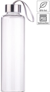 Pearl, Pearl Trinkflasche aus Borosilikat-Glas, 550 ml, spülmaschinenfest, BPA-frei, Trinkflasche aus Borosilikat-Glas, 550 ml, spülmaschinenfest, BPA-frei
