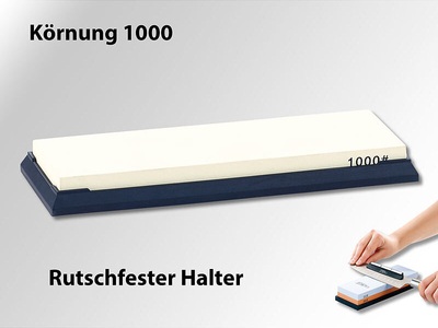 TokioKitchenWare, TokioKitchenWare Wasser-Schleifstein für Messer, mit rutschfestem Halter, Körnung 1000, Wasser-Schleifstein für Messer, mit rutschfestem Halter, Körnung 1000