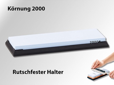 TokioKitchenWare, TokioKitchenWare Wasser-Schleifstein für Messer, mit rutschfestem Halter, Körnung 2000, Wasser-Schleifstein für Messer, mit rutschfestem Halter, Körnung 2000