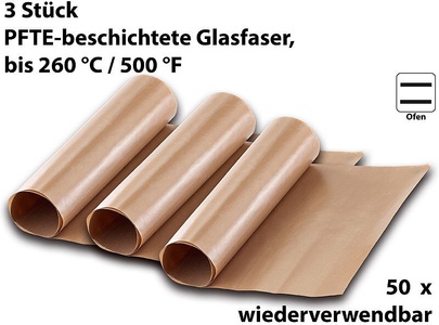 Rosenstein & Söhne, Rosenstein & Söhne Dauer-Backpapier & Antihaft-Bratfolie aus Glasfaser, beige, 3 Stück, Dauer-Backpapier & Antihaft-Bratfolie aus Glasfaser, beige, 3 Stück
