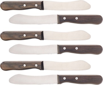 Rosenstein & Söhne, Rosenstein & Söhne 6er-Set Frühstücksmesser mit Griff aus Blackwood-Holz, 11,5cm Klinge, 6er-Set Frühstücksmesser mit Griff aus Blackwood-Holz, 11,5cm Klinge