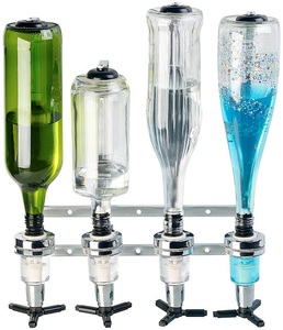 Rosenstein & Söhne, Rosenstein & Söhne Aluminium-Flaschenhalter und Dosierer, 4-fach, für Wandmontage, Aluminium-Flaschenhalter und Dosierer, 4-fach, für Wandmontage