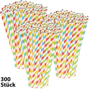 Pearl, Pearl 300 Retro-Papier-Trinkhalme in 4 Farben, gestreift, lebenesmittelecht, 300 Retro-Papier-Trinkhalme in 4 Farben, gestreift, lebenesmittelecht