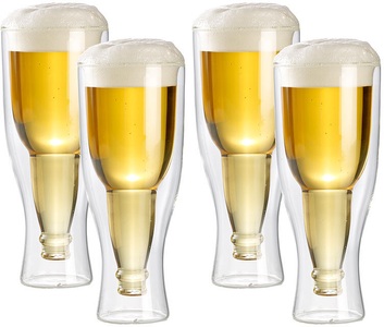 Infactory, infactory Doppelwandiges Bierglas 0,2 l im 4er-Set, Doppelwandiges Bierglas 0,2 l im 4er-Set