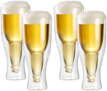 Infactory, infactory Doppelwandiges Bierglas 0,33 l im 4er-Set, Doppelwandiges Bierglas 0,33 l im 4er-Set