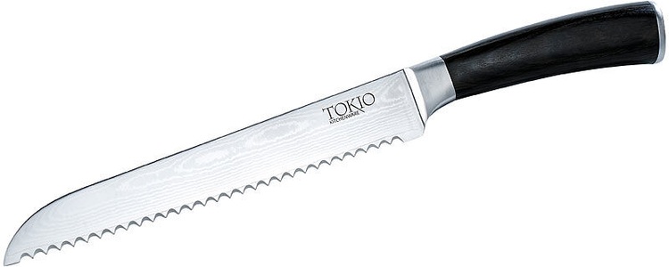TokioKitchenWare, TokioKitchenWare Damast-Brotmesser mit 19,5 cm Klinge, Damast-Brotmesser mit 19,5 cm Klinge