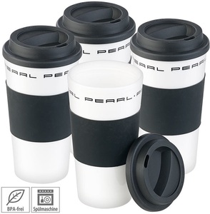 Pearl, Pearl 4er-Set Coffee-to-go-Becher mit Deckel, 475 ml, doppelwandig, BPA-frei, 4er-Set Coffee-to-go-Becher mit Deckel, 475 ml, doppelwandig, BPA-frei