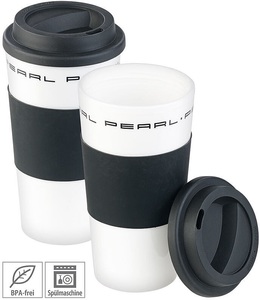 Pearl, Pearl 2er-Set Coffee-to-go-Becher mit Deckel, 475 ml, doppelwandig, BPA-frei, 2er-Set Coffee-to-go-Becher mit Deckel, 475 ml, doppelwandig, BPA-frei