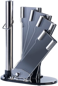 TokioKitchenWare, TokioKitchenWare Messerblock aus Acrylglas für 4 Messer u. Schleifstab, Messerblock aus Acrylglas für 4 Messer u. Schleifstab