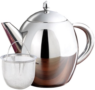 Rosenstein & Söhne, Rosenstein & Söhne Edelstahl-Teekanne mit Siebeinsatz, 1 Liter, spülmaschinenfest, Edelstahl-Teekanne mit Siebeinsatz, 0,8 Liter, spülmaschinenfest
