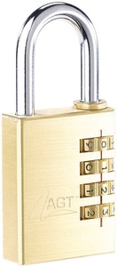 AGT, AGT Vorhänge-Schloss aus Messing mit 4-stelligem Zahlen-Code, 38 mm, Vorhänge-Schloss aus Messing mit 4-stelligem Zahlen-Code, 38 mm