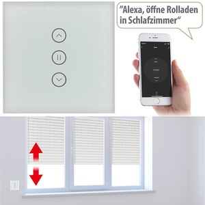 Luminea Home Control, Luminea Home Control Rollladen-Touch-Unterputz-Steuerung mit WLAN, App und Sprachsteuerung, Rollladen-Touch-Unterputz-Steuerung mit WLAN, App und Sprachsteuerung