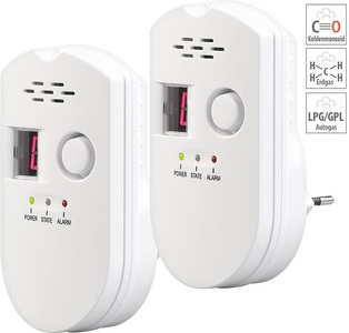 VisorTech, VisorTech 2er-Set Steckdosen-Multi-Gasmelder für Erdgas und Autogas, 85 dB, 2er-Set Steckdosen-Multi-Gasmelder für Erdgas und Autogas, 85 dB