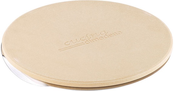 Cucina di Modena, Cucina di Modena Runder Pizzastein mit Aluminium-Servierblech, Ø 26 cm, Runder Pizzastein mit Aluminium-Servierblech, Ø 26 cm