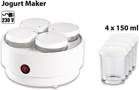Pearl, Pearl Joghurt-Maker mit 4 Portions-Gläsern je 150 ml, spülmaschinengeeignet, Joghurt-Maker mit 4 Portions-Gläsern je 150 ml, spülmaschinengeeignet