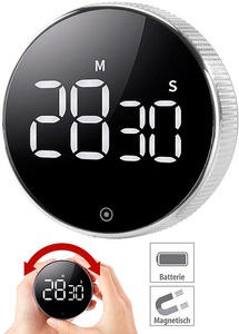 CASAcontrol, CASAcontrol Digitaler Küchen-Timer mit Drehrad, LCD-Display, Magnethalter & Alarm, Digitaler Küchen-Timer mit Drehrad, LCD-Display, Magnethalter & Alarm