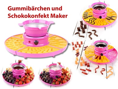 Rosenstein & Söhne, Rosenstein & Söhne Gummibärchen-Maschine und Schokokonfekt-Maker mit Gussformen-Set, 25 W, Gummibärchen-Maschine und Schokokonfekt-Maker mit Gussformen-Set, 25 W