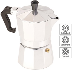Cucina di Modena, Cucina di Modena Espressokocher für 3 Tassen, Gas-, Elektro- & Glaskeramik-Herd, 150 ml, Espressokocher für 3 Tassen, Gas-, Elektro- & Glaskeramik-Herd, 150 ml
