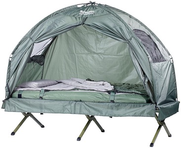 Semptec, Semptec Urban Survival Technology 4in1-Zelt inklusive Schlafsack, Matratze & Campingliege, wasserdicht, 4in1-Zelt mit Feldbett, Sommer-Schlafsack und Matratze
