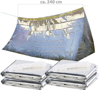 Semptec, Semptec Urban Survival Technology 4er-Set Notfall-Zelte für 2 Personen, hitzeabweisend, kältedämmend, 4er-Set Notfall-Zelte für 2 Personen, hitzeabweisend, kältedämmend