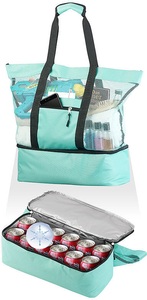 Pearl, Pearl Leichte 2in1-Strand-Netztasche mit Kühlfach und Seitenfach, hellblau, Leichte 2in1-Strand-Netztasche mit Kühlfach und Seitenfach, hellblau