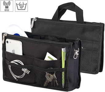 Xcase, Xcase Handtaschen-Organizer, RFID-Schutz, 13 Fächer, 26 x 16 x 8 cm, schwarz, Handtaschen-Organizer, RFID-Schutz, 13 Fächer, 26 x 16 x 8 cm, schwarz