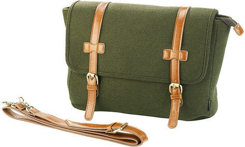 Carlo Milano, Carlo Milano Messenger-Bag im Querformat, in Filz- & Leder-Optik, Messenger-Bag im Querformat, in Filz- & Leder-Optik