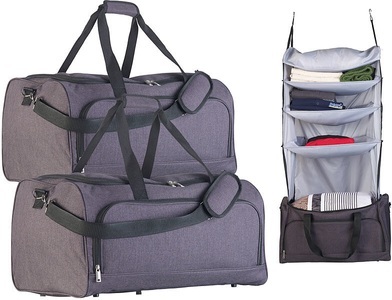 Xcase, Xcase 2er-Set faltbare Reisetaschen mit Wäsche-Organizer zum Aufhängen, 2er-Set faltbare Reisetaschen mit Wäsche-Organizer zum Aufhängen