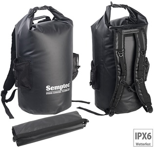 Semptec Urban Survival Technology, Semptec Urban Survival Technology Wasserdichter Trekking-Rucksack aus Lkw-Plane, 40 Liter, schwarz, IPX6, Wasserdichter Trekking-Rucksack aus Lkw-Plane, 40 Liter, schwarz, IPX6