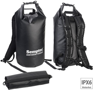 Semptec Urban Survival Technology, Semptec Urban Survival Technology Wasserdichter Trekking-Rucksack aus Lkw-Plane, 20 Liter, schwarz, IPX6, Wasserdichter Trekking-Rucksack aus Lkw-Plane, 20 Liter, schwarz, IPX6