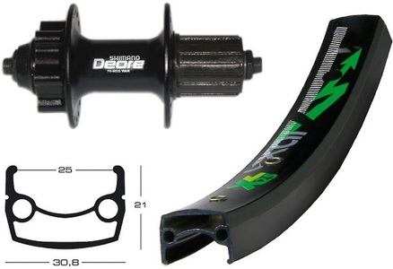 Bike-Parts, Bike-Parts 26″ Hinterrad Exal XL 25 Disc + Shimano Deore 6-Loch 8/9..., 