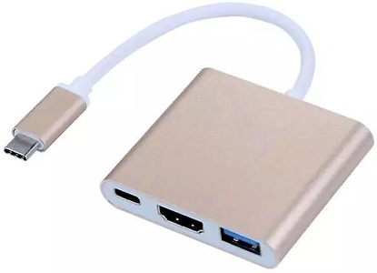 eStore, eStore USB Typ C Adapter auf HDMI/USB 3.0-Gold, eStore - USB Typ C Adapter auf HDMI / 3.0 Gold, One Size