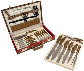 RoyaltyLine, RoyaltyLine Fleisch und Messer Set in Aktentasche - 24 Teile, Royalty Line - Fleisch- und Messerset im Portfolio 24-teilig, One Size, Braun