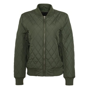 Urban Classics, Urban classics ladies - diamond BOMBER nylon Quilted Jacket, URBAN CLASSICS - daen urban classic diaant-nylon-parka, für Damen, Olivegrün, Größe M