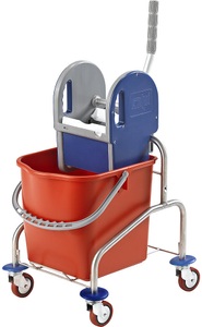 EUROKRAFT, EUROKRAFT Reinigungswagen Edelstahl Einfachfahreimer 25 l Metallrollen, Einfach-Fahreimer Edelstahl I, 1x 25 Liter, Mopp-Presse