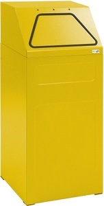 undefined, Wertstoffbehälter Volumen 65 l, BxHxT 400 x 960 x 380 mm Stahlblech, gelb RAL 1003, stumpf® Wertstoffsammler, 65 Liter, selbstschliessend, selbstlöschend, gelb