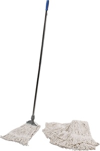undefined, Kunststoff-Fransenmopphalter 2-teilig Länge 1400 mm, Fransenmopphalter mit Stiel, für 80 mm Einfassband, grau