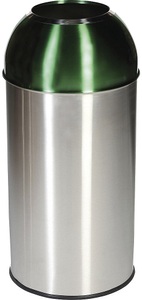 undefined, Edelstahl-Abfallsammler Volumen 40 l, BxHxT 350 x 740 x 350 mm Deckel grün, Abfallsammler Orgavente Edelstahl, Volumen 40 l, rund, ø 380 x H 740 mm, für den Innenbereich, grün