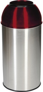 undefined, Edelstahl-Abfallsammler Volumen 40 l, BxHxT 350 x 740 x 350 mm Deckel rot, Abfallsammler Orgavente Edelstahl, Volumen 40 l, rund, ø 380 x H 740 mm, für den Innenbereich, rot