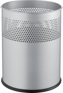 Helit, helit Metall-Papierkorb Volumen 15 l, HxØ 315 x 260 mm silber, VE 2 Stk, helit Metall-Papierkorb, Volumen 15 l, HxØ 315 x 260 mm, silber, VE 2 Stk
