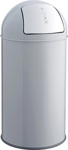 Helit, helit Push-Abfallbehälter Volumen 30 l, HxØ 650 x 300 mm mittelgrau, helit Push-Abfallbehälter aus Stahl, Volumen 30 l, HxØ 650 x 300 mm, mittelgrau