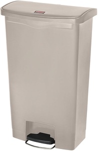 Rubbermaid, Rubbermaid Tretabfallsammler Volumen 68 l, BxHxT 322 x 803 x 500 mm beige, Rubbermaid Tret-Abfallbehälter Slim Jim® mit Pedal an der Breitseite, Kunststoff, 68 l, beige