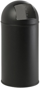 undefined, Abfallsammler mit Push-Deckel Volumen 40 l, HxØ 740 x 350 mm schwarz, matt, Abfallbehälter Push, selbstschliessende Klappe, 40 Liter, mattschwarz