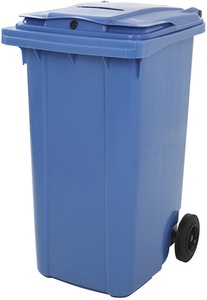 undefined, Kunststoff-Mülltonne Volumen 240 l, BxHxT 600 x 1080 x 600 mm mit Papierschlitz, abschließbar, blau, Mülltonne mit Einwurf, 240 l, mit Papierschlitz, abschließbar, blau