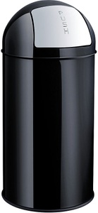Helit, helit Push-Abfallbehälter Volumen 30 l, HxØ 650 x 300 mm schwarz, helit Push-Abfallbehälter aus Stahl, Volumen 30 l, HxØ 650 x 300 mm, schwarz